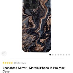 Burga Enchanted Mrror Marble iPhone 15 Pro Max Case - Black and Gold